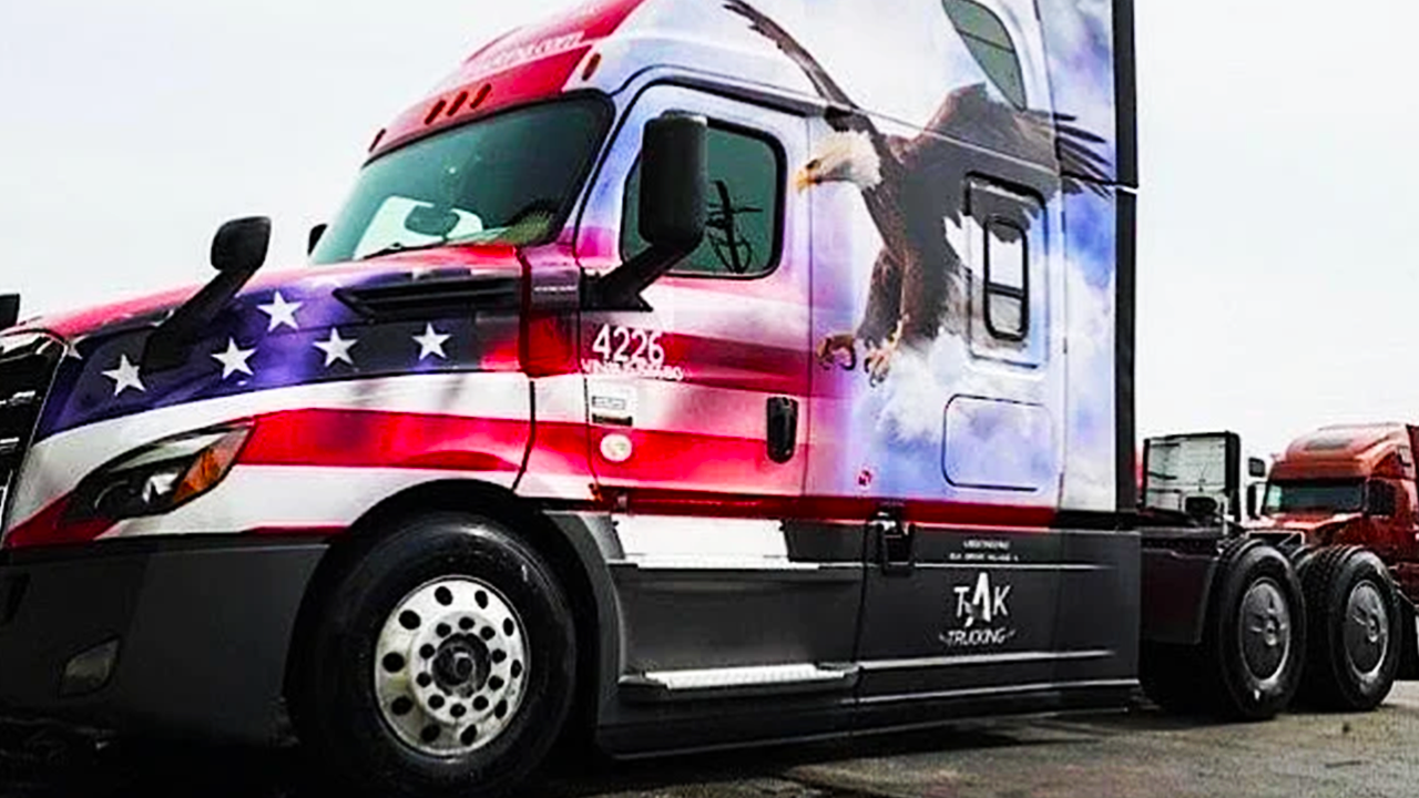 pic of truck with eagle graphics